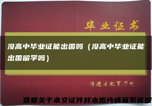 没高中毕业证能出国吗（没高中毕业证能出国留学吗）缩略图