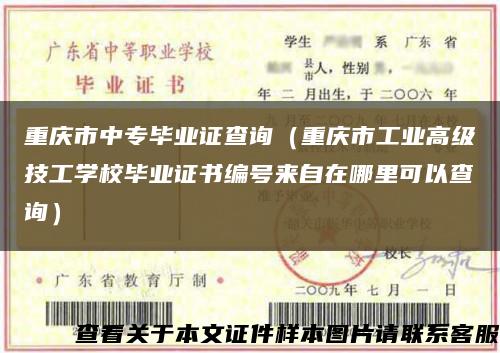 重庆市中专毕业证查询（重庆市工业高级技工学校毕业证书编号来自在哪里可以查询）缩略图