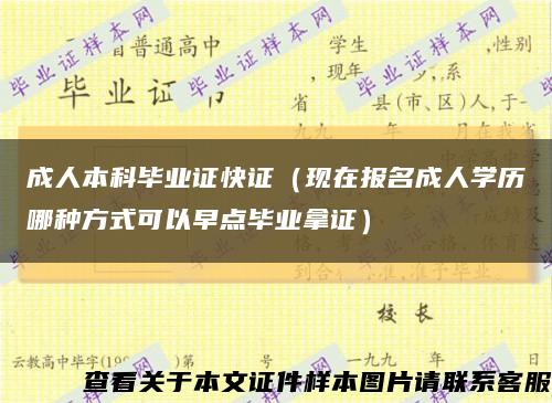 成人本科毕业证快证（现在报名成人学历哪种方式可以早点毕业拿证）缩略图