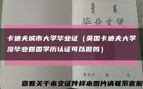 卡迪夫城市大学毕业证（英国卡迪夫大学没毕业回国学历认证可以做吗）缩略图