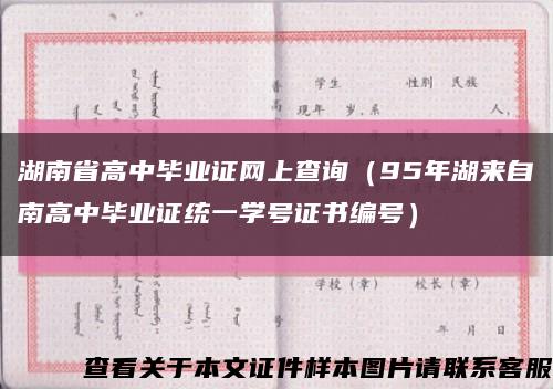 湖南省高中毕业证网上查询（95年湖来自南高中毕业证统一学号证书编号）缩略图