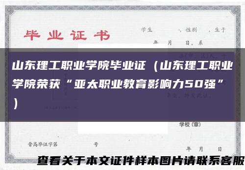 山东理工职业学院毕业证（山东理工职业学院荣获“亚太职业教育影响力50强”）缩略图