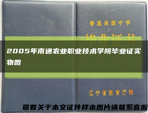 2005年南通农业职业技术学院毕业证实物图缩略图