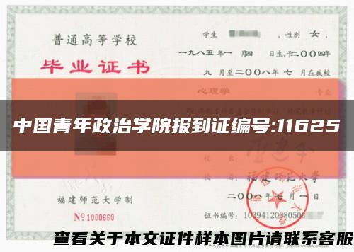 中国青年政治学院报到证编号:11625缩略图