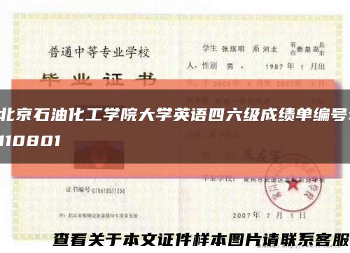 北京石油化工学院大学英语四六级成绩单编号:110801缩略图