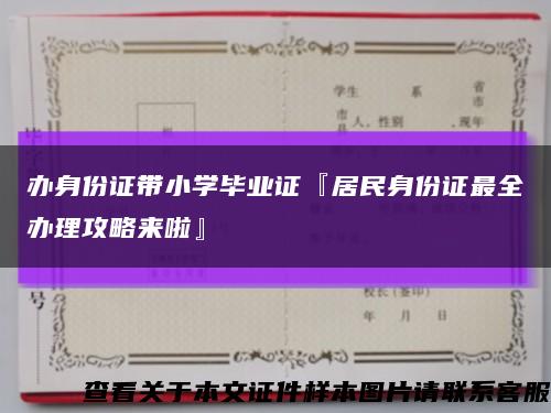 办身份证带小学毕业证『居民身份证最全办理攻略来啦』缩略图