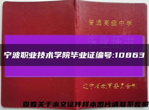 宁波职业技术学院毕业证编号:10863缩略图