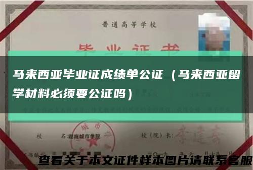马来西亚毕业证成绩单公证（马来西亚留学材料必须要公证吗）缩略图