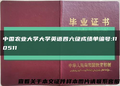 中国农业大学大学英语四六级成绩单编号:110511缩略图