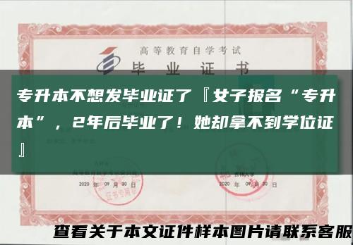 专升本不想发毕业证了『女子报名“专升本”，2年后毕业了！她却拿不到学位证』缩略图