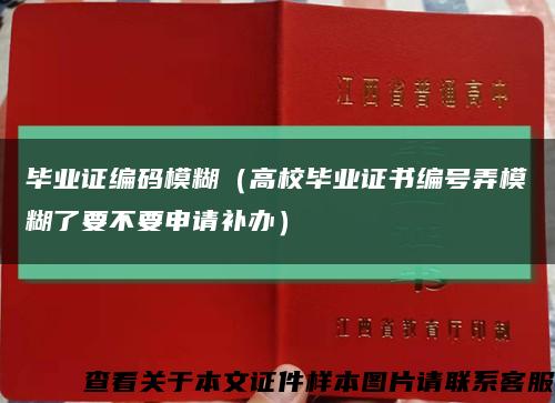 毕业证编码模糊（高校毕业证书编号弄模糊了要不要申请补办）缩略图