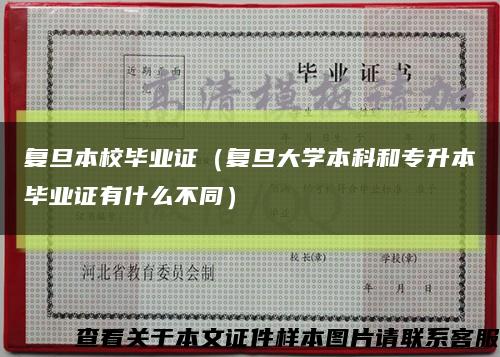 复旦本校毕业证（复旦大学本科和专升本毕业证有什么不同）缩略图