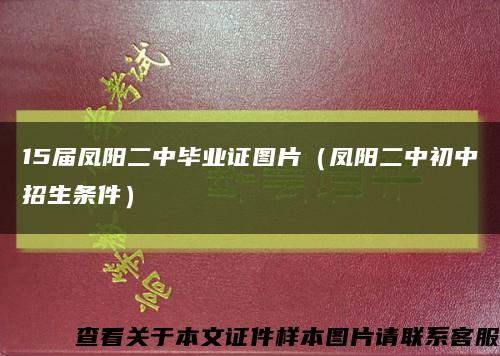 15届凤阳二中毕业证图片（凤阳二中初中招生条件）缩略图