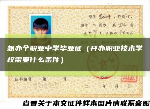 想办个职业中学毕业证（开办职业技术学校需要什么条件）缩略图