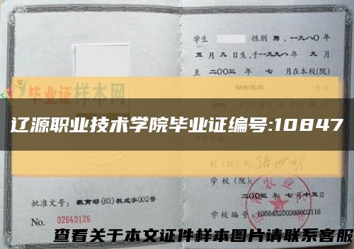 辽源职业技术学院毕业证编号:10847缩略图