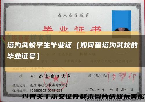 塔沟武校学生毕业证（如何查塔沟武校的毕业证号）缩略图