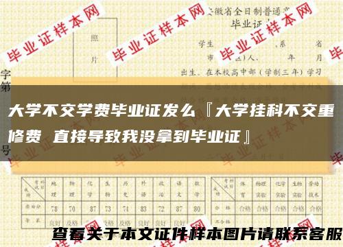 大学不交学费毕业证发么『大学挂科不交重修费 直接导致我没拿到毕业证』缩略图