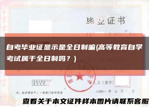 自考毕业证显示是全日制嘛(高等教育自学考试属于全日制吗？)缩略图