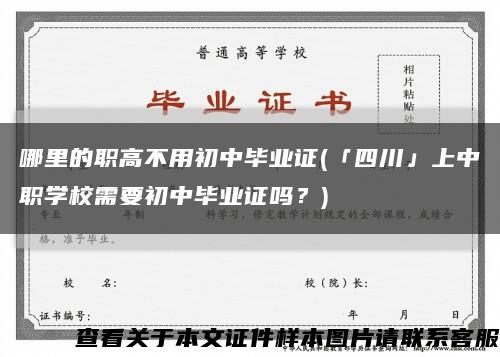 哪里的职高不用初中毕业证(「四川」上中职学校需要初中毕业证吗？)缩略图