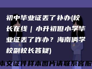 初中毕业证丢了补办(校长在线｜小升初但小学毕业证丢了咋办？海南俩学校副校长答疑)缩略图