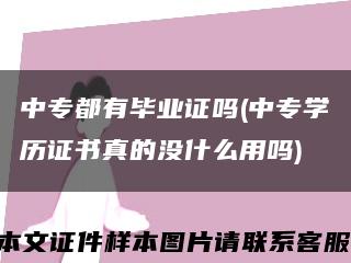 中专都有毕业证吗(中专学历证书真的没什么用吗)缩略图