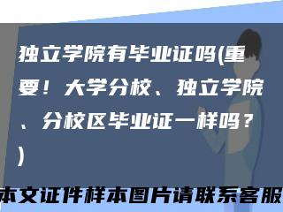 独立学院有毕业证吗(重要！大学分校、独立学院、分校区毕业证一样吗？)缩略图