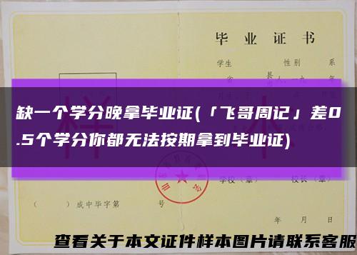 缺一个学分晚拿毕业证(「飞哥周记」差0.5个学分你都无法按期拿到毕业证)缩略图