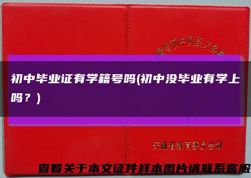 初中毕业证有学籍号吗(初中没毕业有学上吗？)缩略图