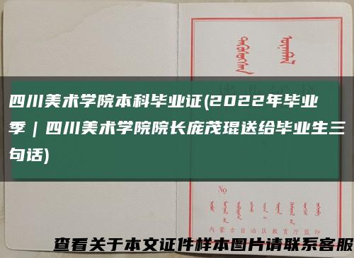 四川美术学院本科毕业证(2022年毕业季｜四川美术学院院长庞茂琨送给毕业生三句话)缩略图