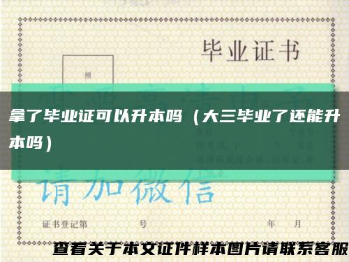 拿了毕业证可以升本吗（大三毕业了还能升本吗）缩略图