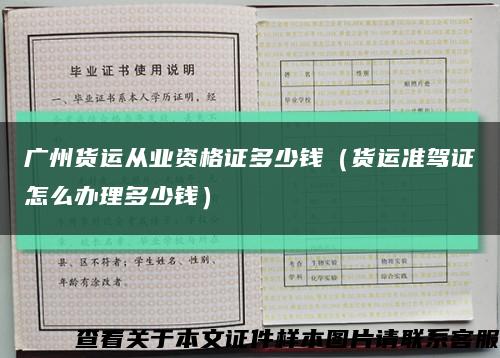 广州货运从业资格证多少钱（货运准驾证怎么办理多少钱）缩略图
