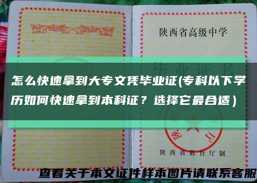 怎么快速拿到大专文凭毕业证(专科以下学历如何快速拿到本科证？选择它最合适）缩略图