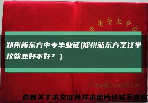 郑州新东方中专毕业证(郑州新东方烹饪学校就业好不好？）缩略图