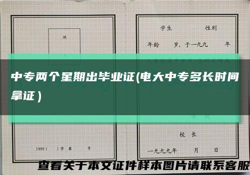 中专两个星期出毕业证(电大中专多长时间拿证）缩略图