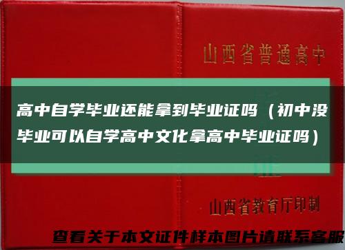 高中自学毕业还能拿到毕业证吗（初中没毕业可以自学高中文化拿高中毕业证吗）缩略图