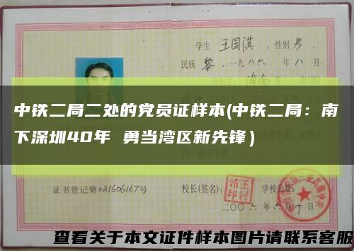 中铁二局二处的党员证样本(中铁二局：南下深圳40年 勇当湾区新先锋）缩略图