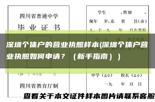 深圳个体户的营业执照样本(深圳个体户营业执照如何申请？（新手指南））缩略图