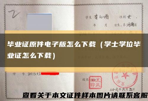 毕业证原件电子版怎么下载（学士学位毕业证怎么下载）缩略图