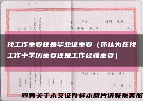 找工作重要还是毕业证重要（你认为在找工作中学历重要还是工作经验重要）缩略图