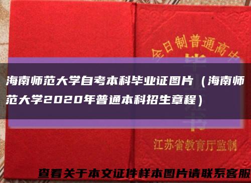 海南师范大学自考本科毕业证图片（海南师范大学2020年普通本科招生章程）缩略图