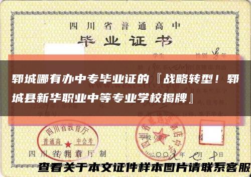 郓城哪有办中专毕业证的『战略转型！郓城县新华职业中等专业学校揭牌』缩略图