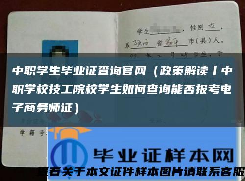 中职学生毕业证查询官网（政策解读丨中职学校技工院校学生如何查询能否报考电子商务师证）缩略图