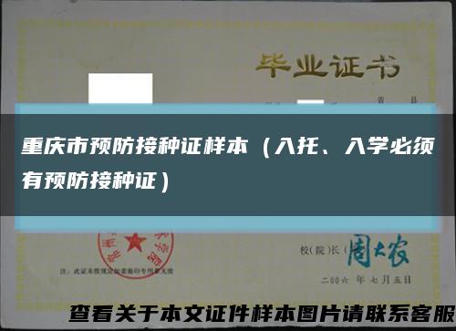 重庆市预防接种证样本（入托、入学必须有预防接种证）缩略图