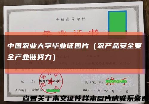 中国农业大学毕业证图片（农产品安全要全产业链努力）缩略图