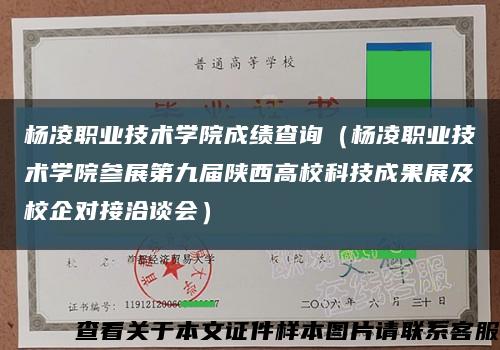 杨凌职业技术学院成绩查询（杨凌职业技术学院参展第九届陕西高校科技成果展及校企对接洽谈会）缩略图