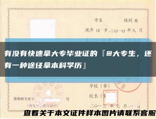 有没有快速拿大专毕业证的『@大专生，还有一种途径拿本科学历』缩略图