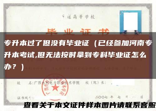 专升本过了但没有毕业证（已经参加河南专升本考试,但无法按时拿到专科毕业证怎么办？）缩略图