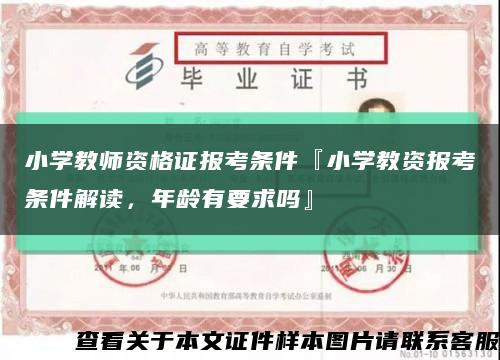 小学教师资格证报考条件『小学教资报考条件解读，年龄有要求吗』缩略图