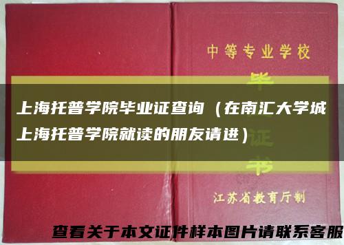 上海托普学院毕业证查询（在南汇大学城上海托普学院就读的朋友请进）缩略图