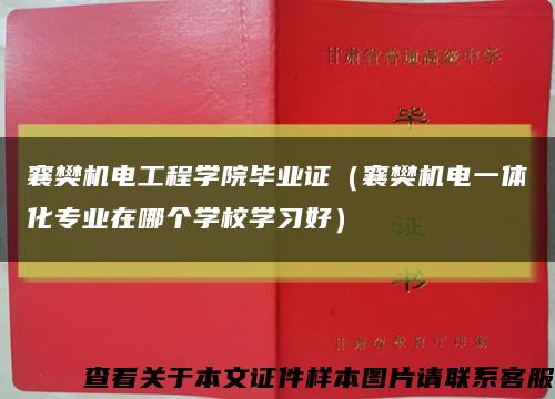 襄樊机电工程学院毕业证（襄樊机电一体化专业在哪个学校学习好）缩略图